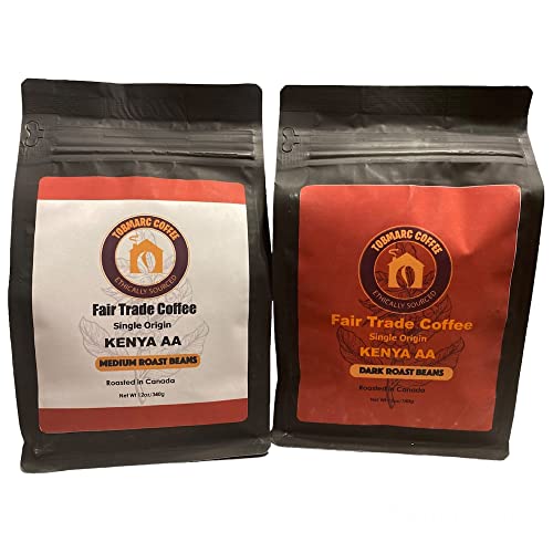 TOBMARC Whole Bean Coffee Kenya AA Single Origin Freshly Roasted Arabica - Medium Roast -340g/12oz