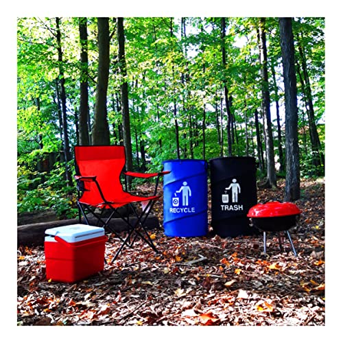 Large Durable Waterproof Combo pop up Recycle and Trash Collapsible Garbage containers, Trash cans with Zipper Cover Great for Outdoor and Indoor use - Camping, Party, Backyard