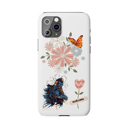 Floral Welcome Slim Phone Case - Vibrant Butterfly Design