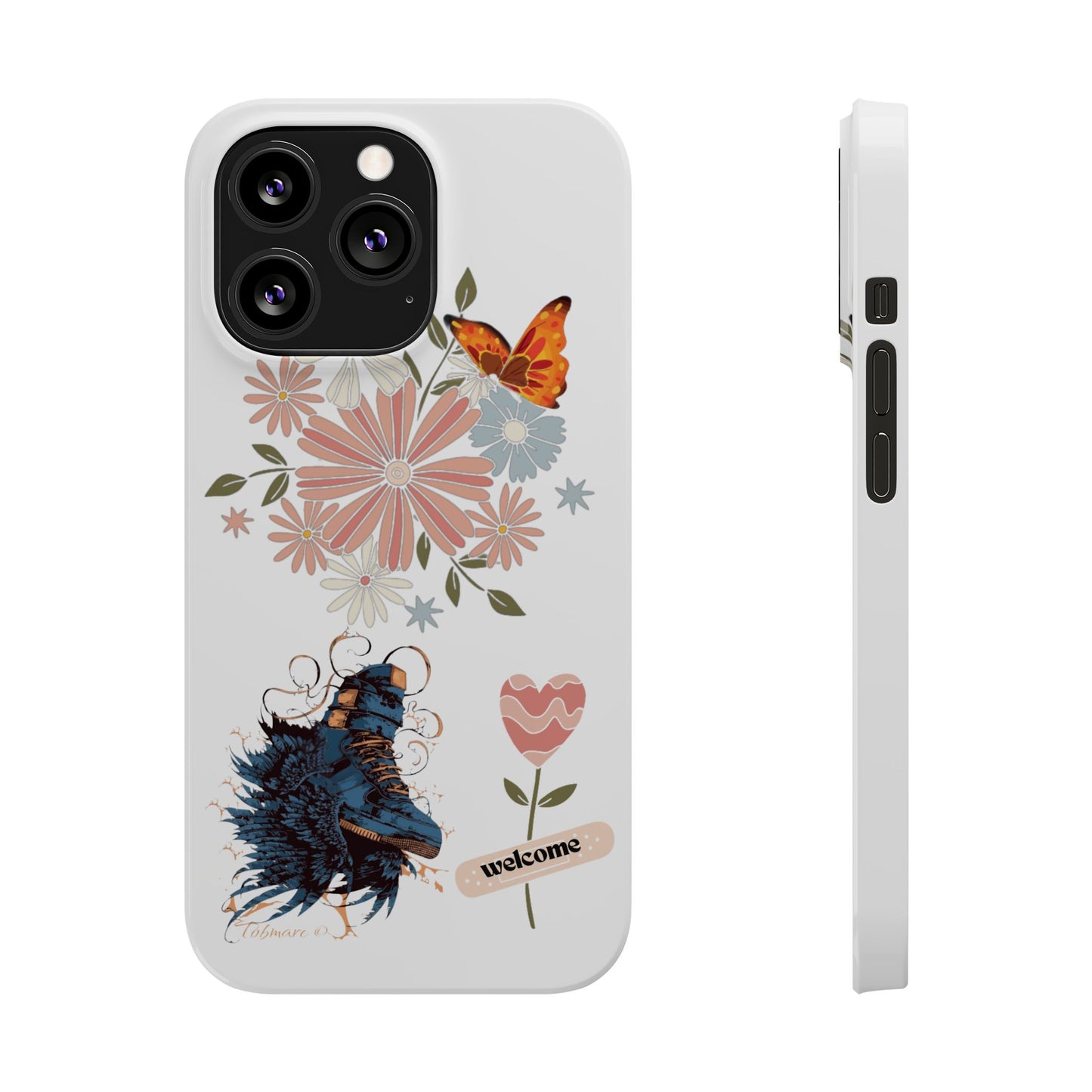 Floral Welcome Slim Phone Case - Vibrant Butterfly Design