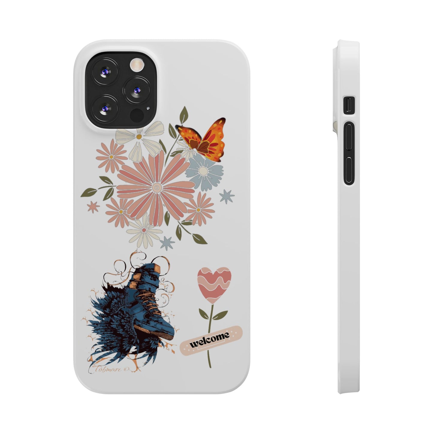 Floral Welcome Slim Phone Case - Vibrant Butterfly Design