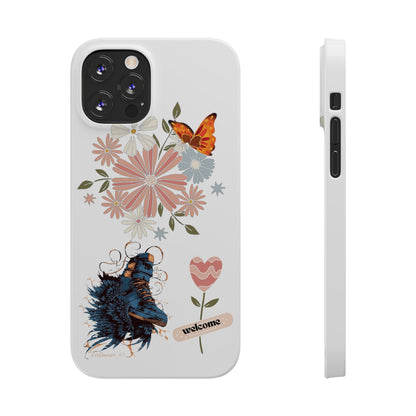 Floral Welcome Slim Phone Case - Vibrant Butterfly Design