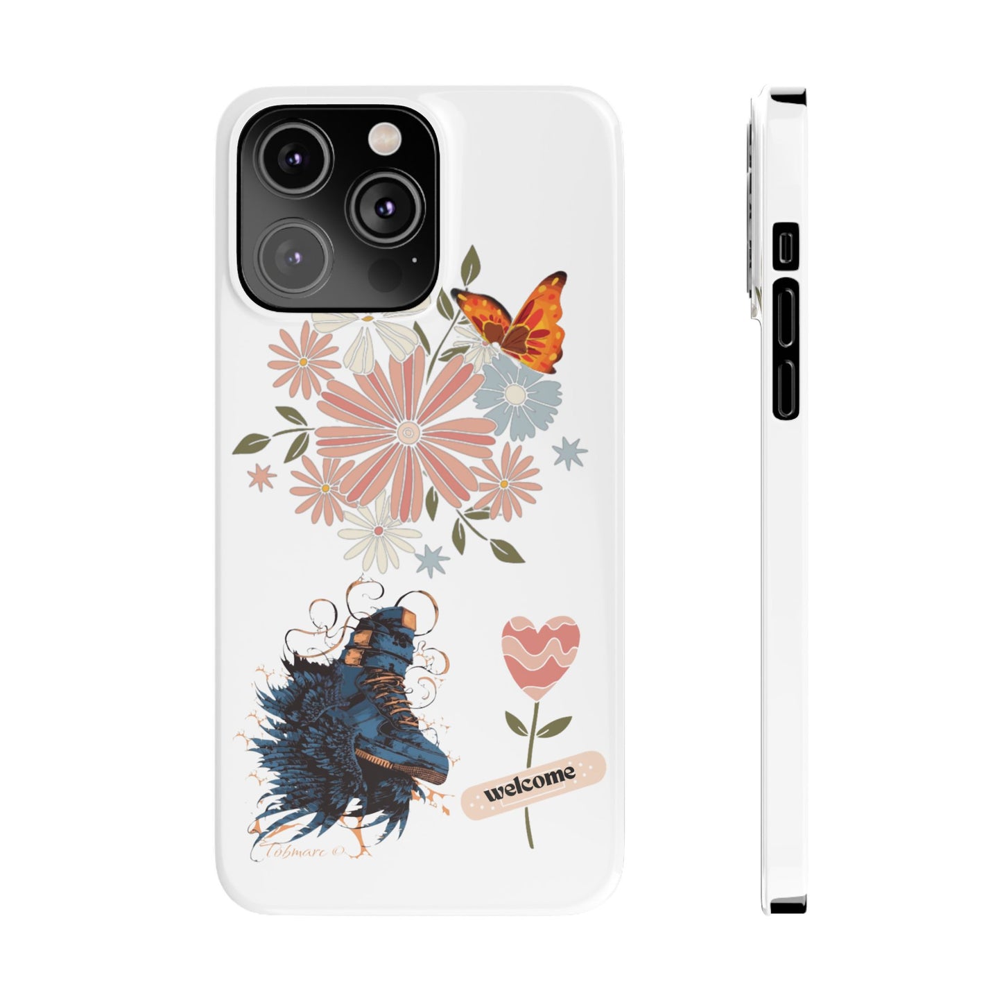 Floral Welcome Slim Phone Case - Vibrant Butterfly Design