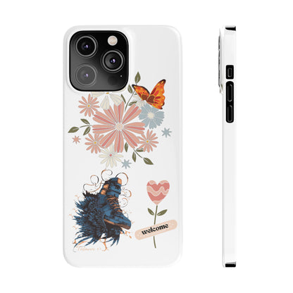 Floral Welcome Slim Phone Case - Vibrant Butterfly Design