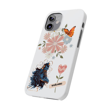 Floral Welcome Slim Phone Case - Vibrant Butterfly Design