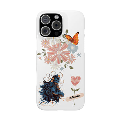 Floral Welcome Slim Phone Case - Vibrant Butterfly Design