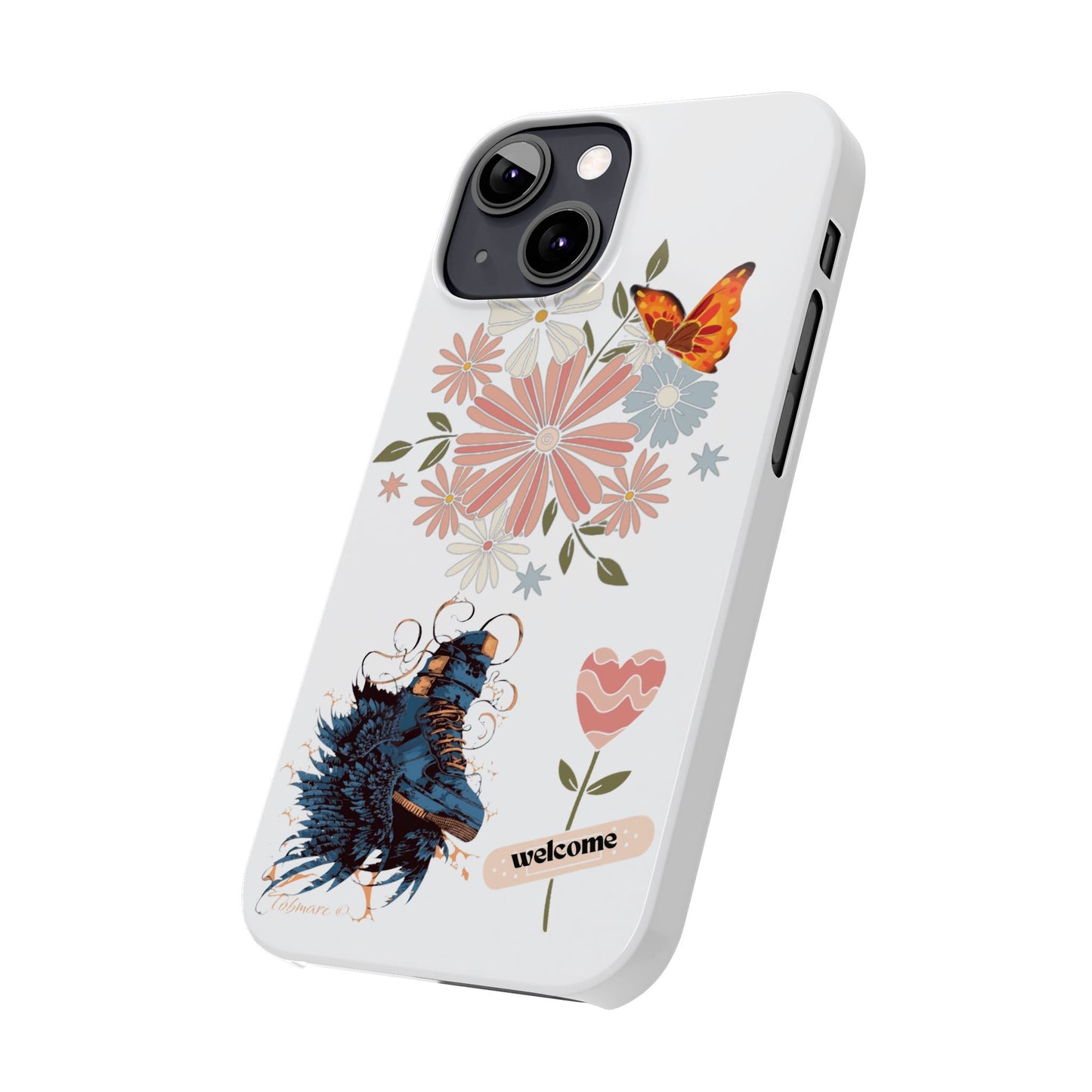 Floral Welcome Slim Phone Case - Vibrant Butterfly Design