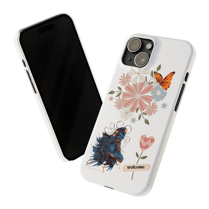 Floral Welcome Slim Phone Case - Vibrant Butterfly Design