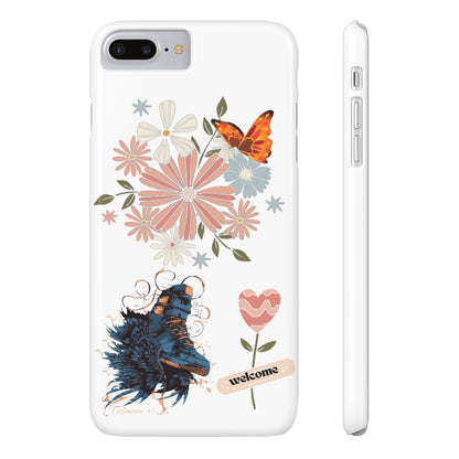 Floral Welcome Slim Phone Case - Vibrant Butterfly Design
