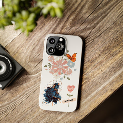Floral Welcome Slim Phone Case - Vibrant Butterfly Design