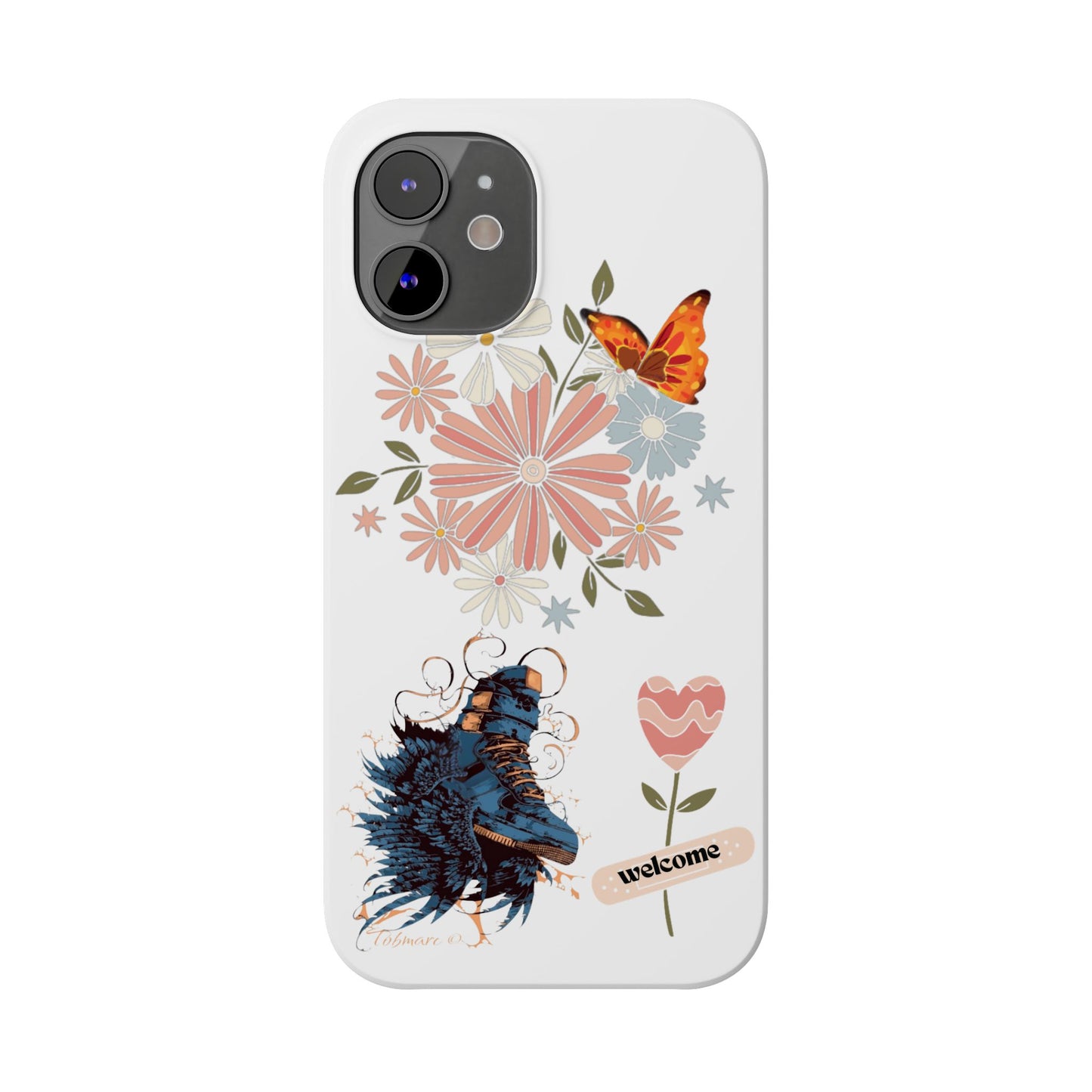 Floral Welcome Slim Phone Case - Vibrant Butterfly Design