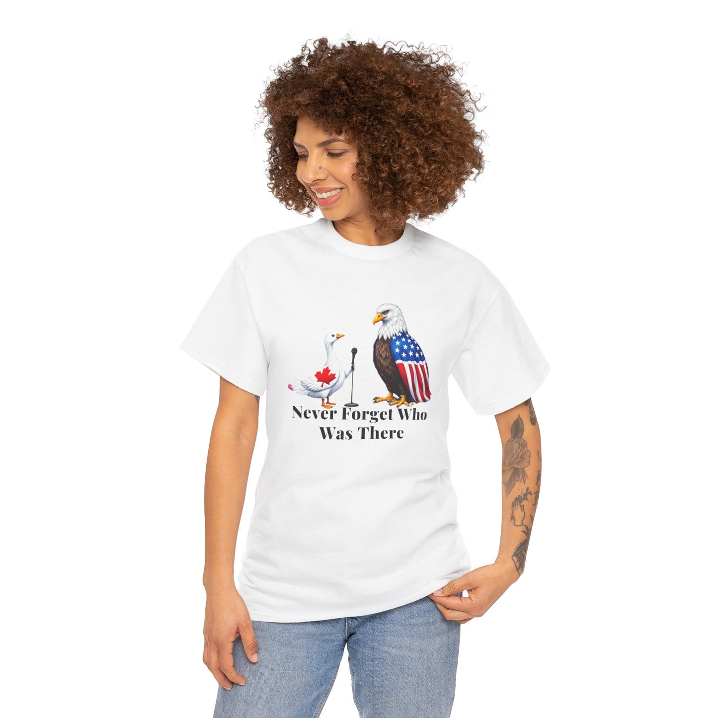 Never Forget Who Was There Unisex Heavy Cotton Tee - Patriotic Wildlife Design