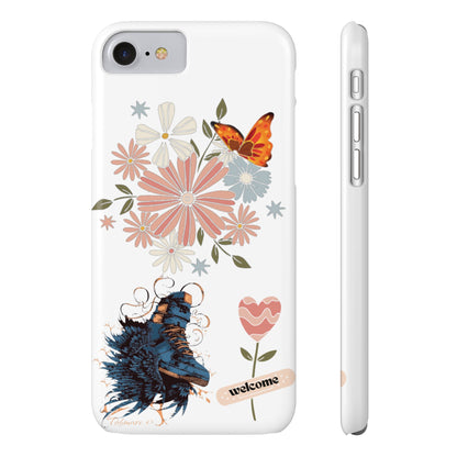 Floral Welcome Slim Phone Case - Vibrant Butterfly Design