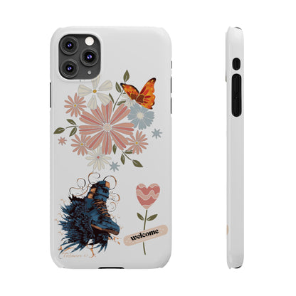 Floral Welcome Slim Phone Case - Vibrant Butterfly Design