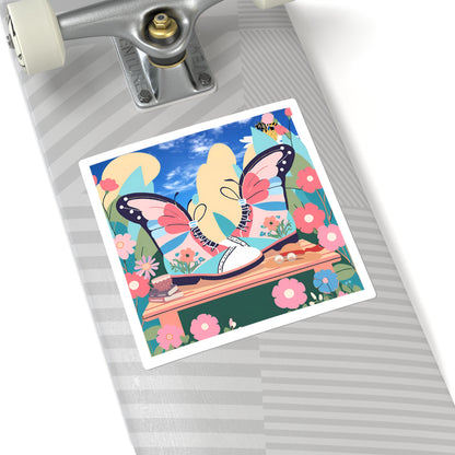 Spring Butterfly Square Stickers - Vibrant Floral Designs for Cheerful Decor