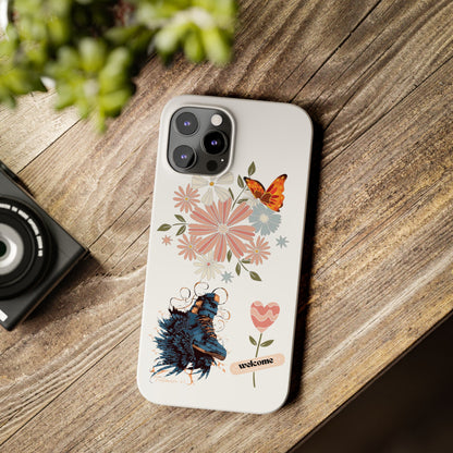 Floral Welcome Slim Phone Case - Vibrant Butterfly Design