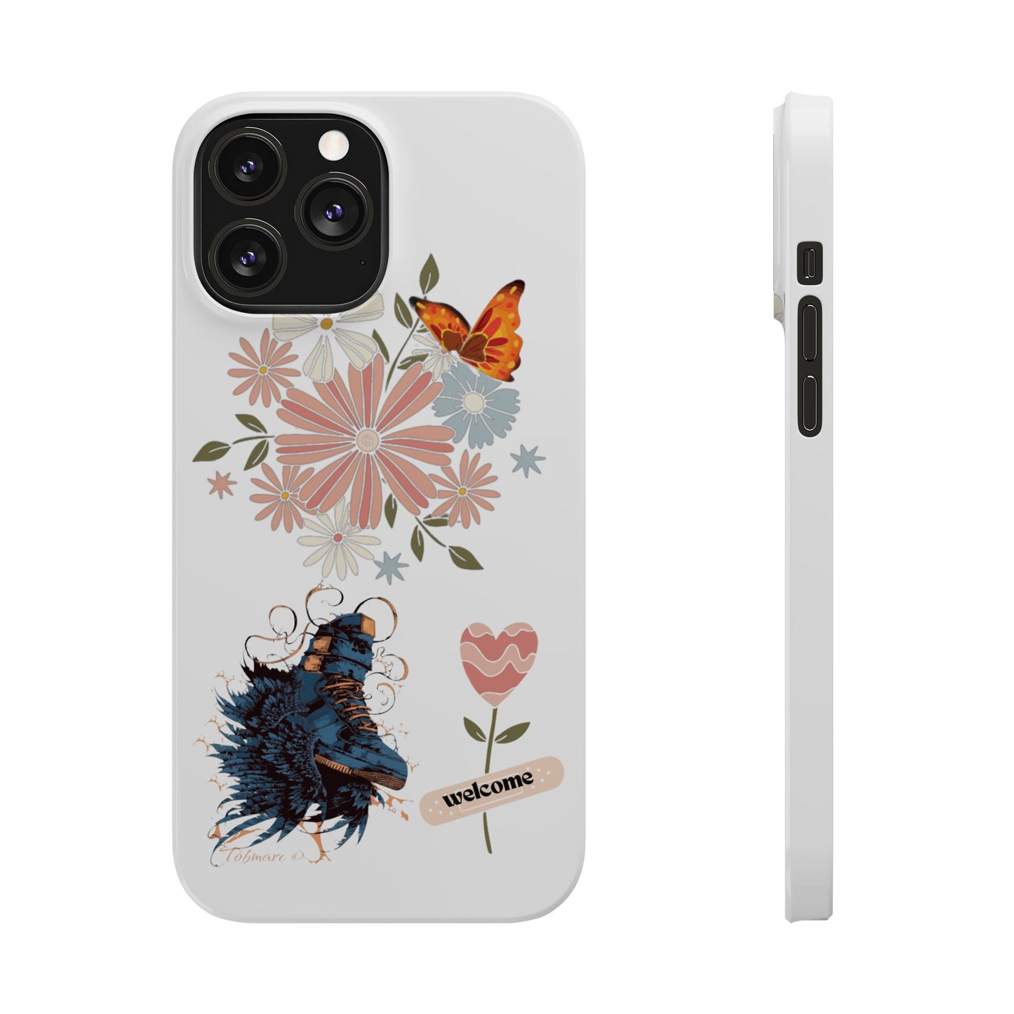 Floral Welcome Slim Phone Case - Vibrant Butterfly Design