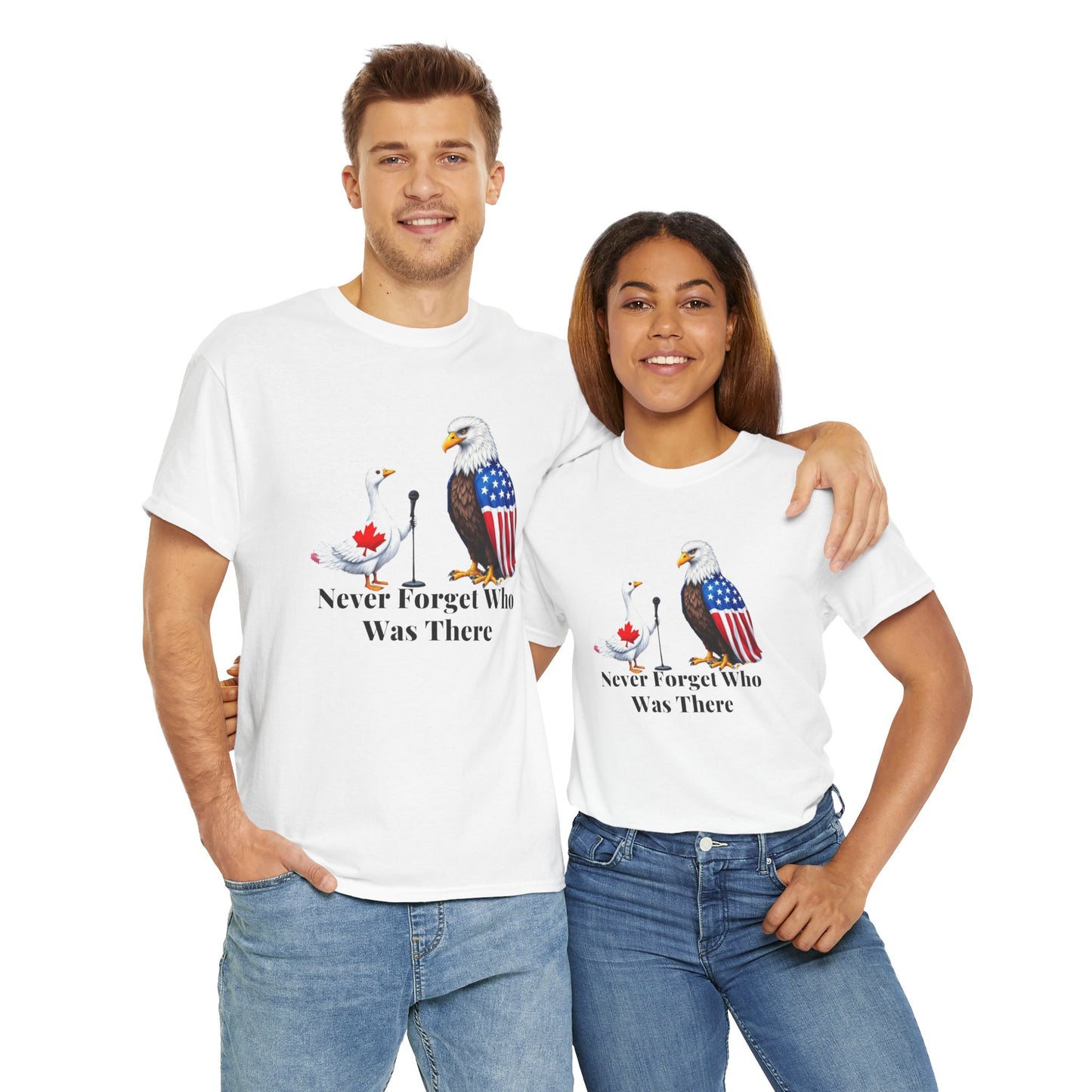 Never Forget Who Was There Unisex Heavy Cotton Tee - Patriotic Wildlife Design