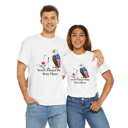 Never Forget Who Was There Unisex Heavy Cotton Tee - Patriotic Wildlife Design