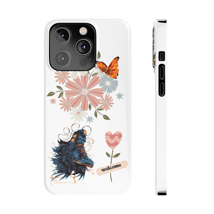 Floral Welcome Slim Phone Case - Vibrant Butterfly Design