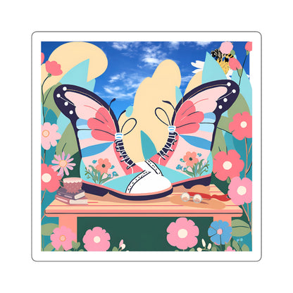 Spring Butterfly Square Stickers - Vibrant Floral Designs for Cheerful Decor