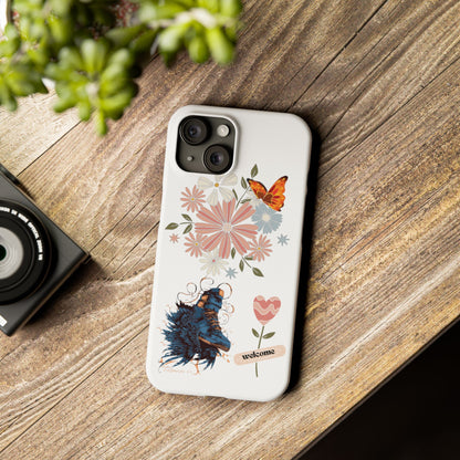Floral Welcome Slim Phone Case - Vibrant Butterfly Design