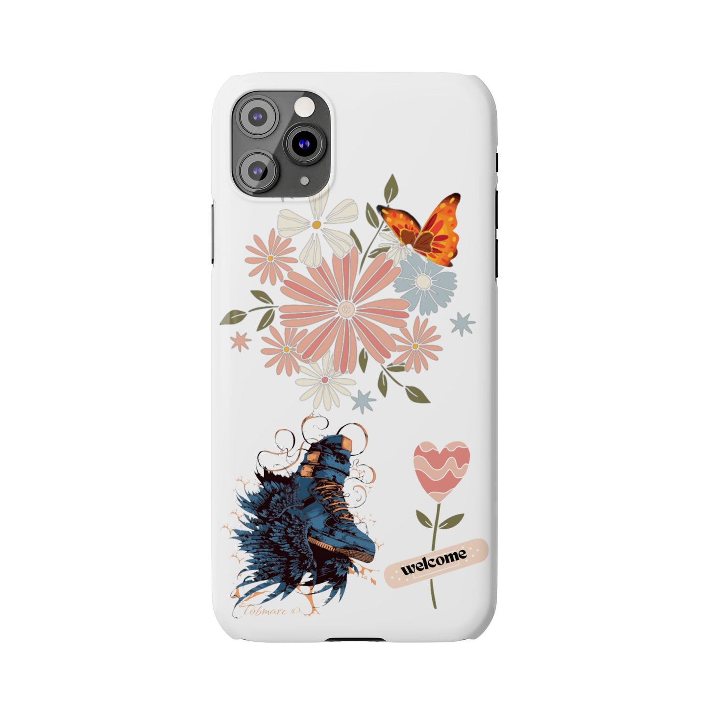 Floral Welcome Slim Phone Case - Vibrant Butterfly Design