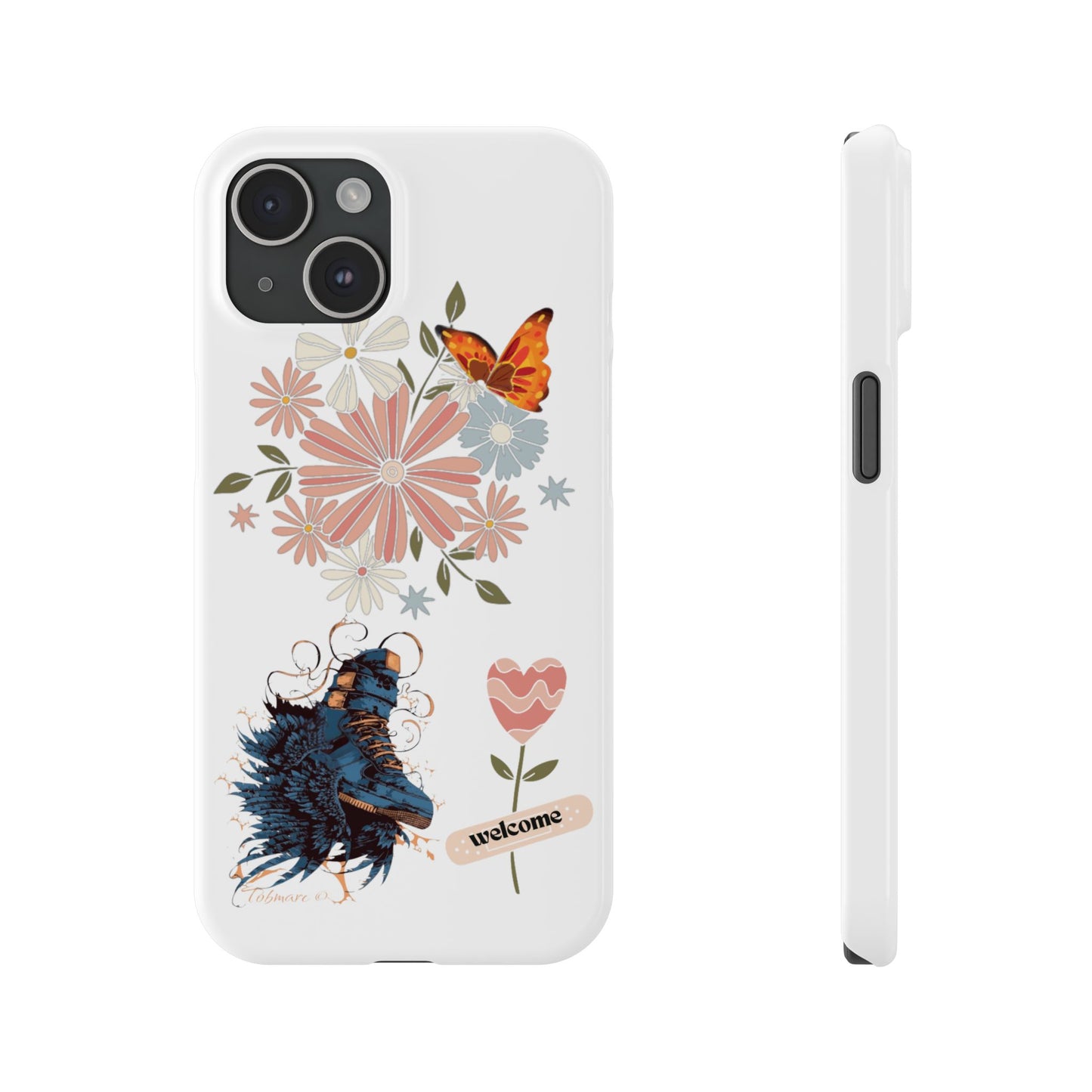 Floral Welcome Slim Phone Case - Vibrant Butterfly Design