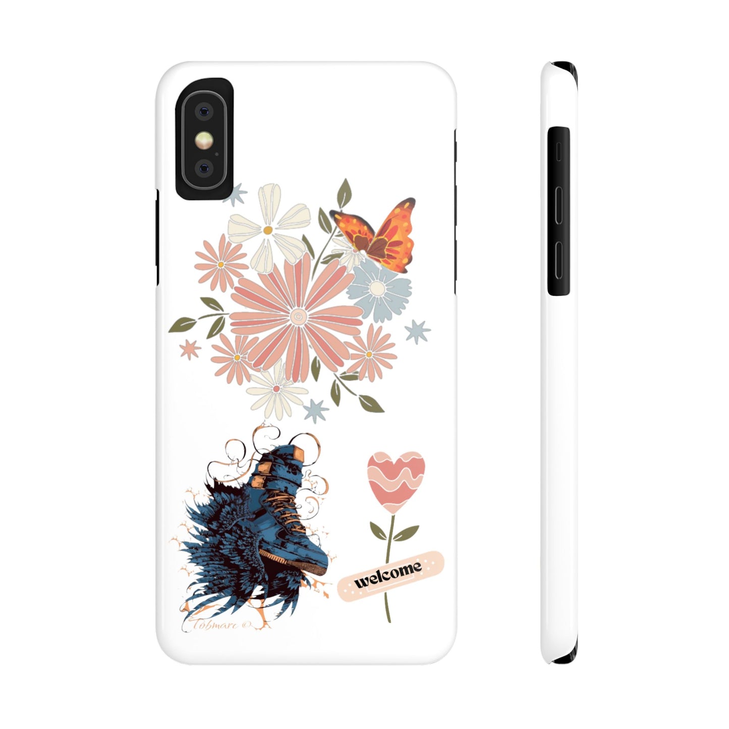 Floral Welcome Slim Phone Case - Vibrant Butterfly Design
