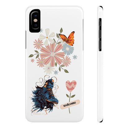 Floral Welcome Slim Phone Case - Vibrant Butterfly Design