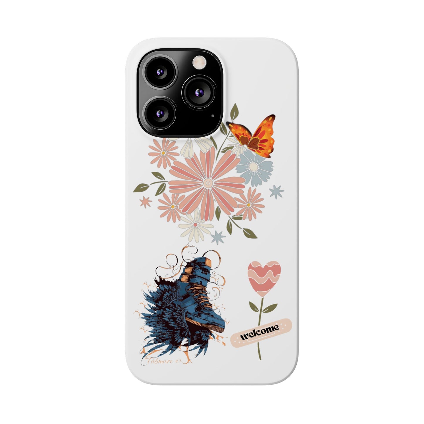 Floral Welcome Slim Phone Case - Vibrant Butterfly Design