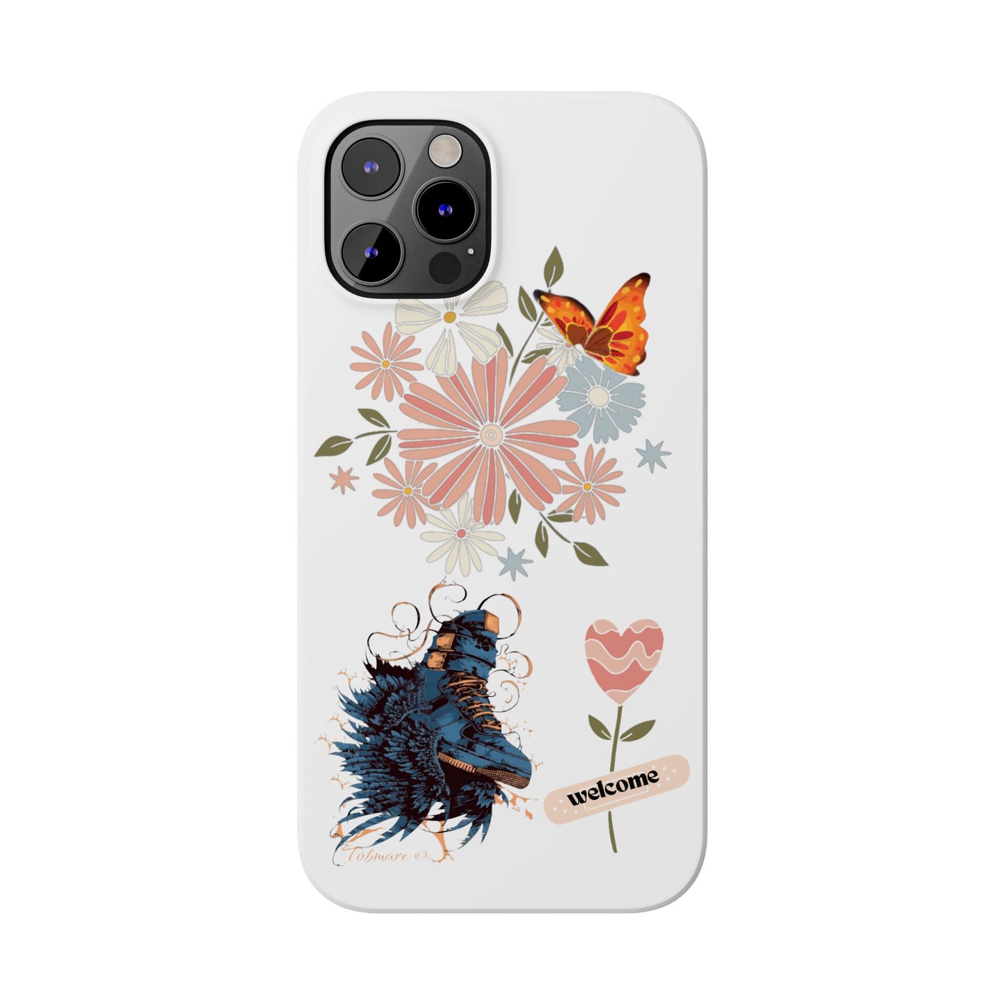 Floral Welcome Slim Phone Case - Vibrant Butterfly Design