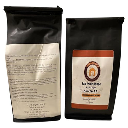 TOBMARC Whole Bean Coffee Kenya AA Single Origin Freshly Roasted Arabica - Medium Roast -340g/12oz