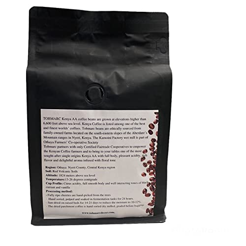 TOBMARC Whole Bean Coffee Kenya AA Single Origin Freshly Roasted Arabica - Medium Roast -340g/12oz