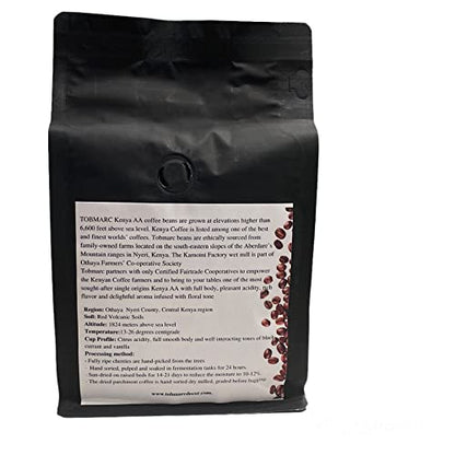TOBMARC Whole Bean Coffee Kenya AA Single Origin Freshly Roasted Arabica - Medium Roast -340g/12oz