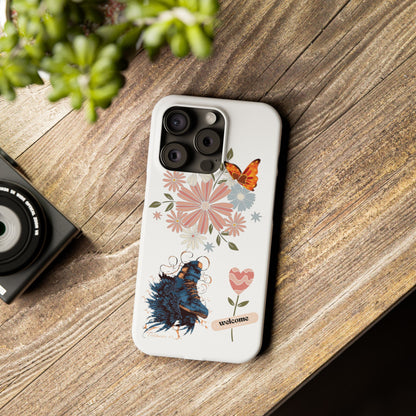 Floral Welcome Slim Phone Case - Vibrant Butterfly Design