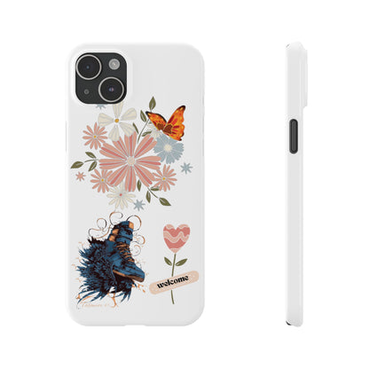 Floral Welcome Slim Phone Case - Vibrant Butterfly Design