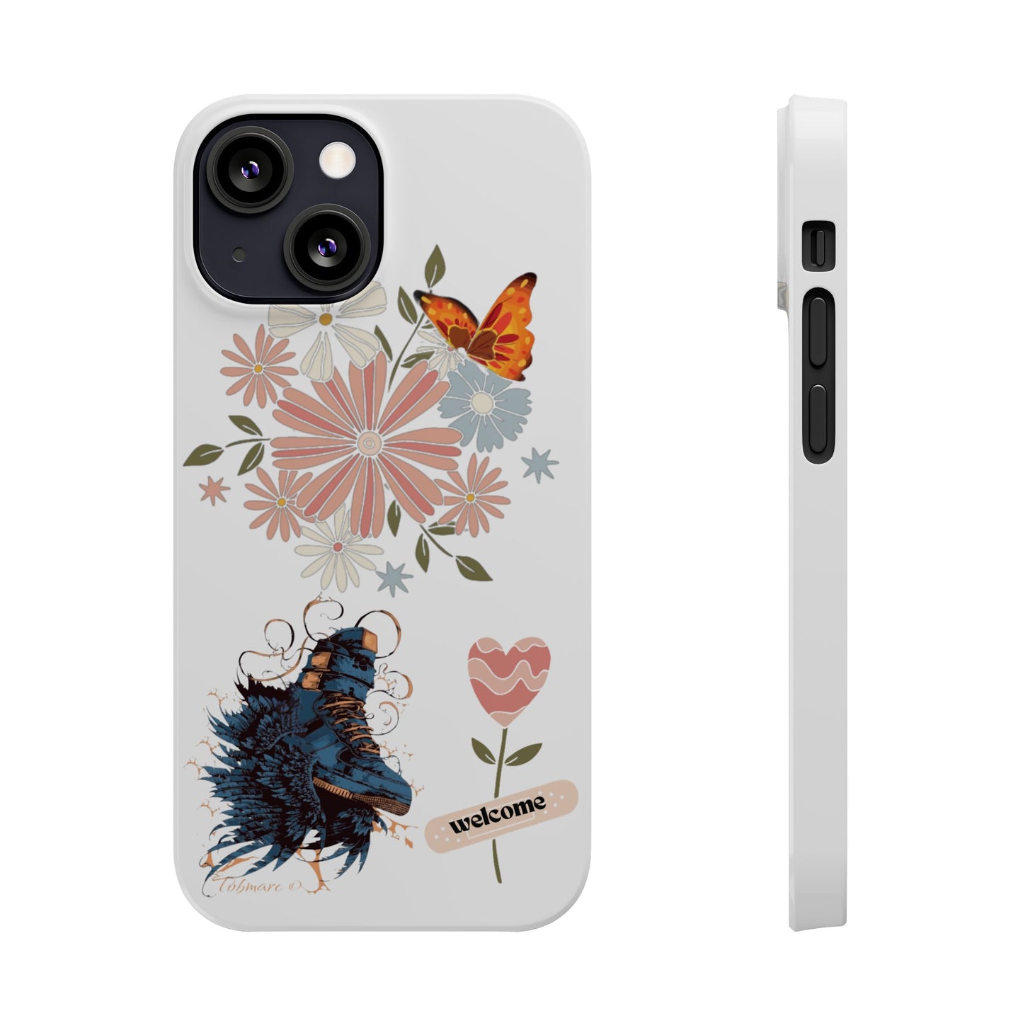 Floral Welcome Slim Phone Case - Vibrant Butterfly Design