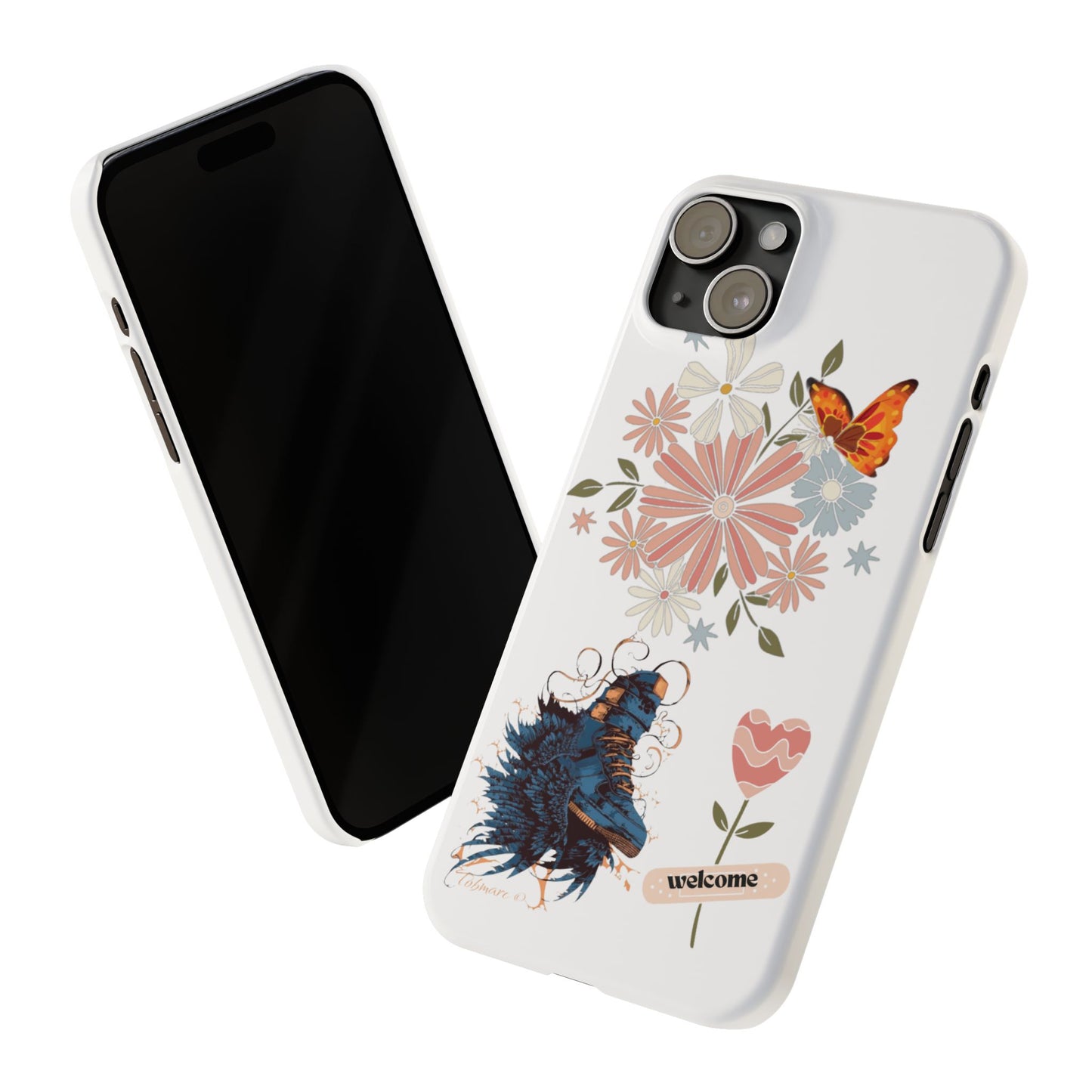 Floral Welcome Slim Phone Case - Vibrant Butterfly Design