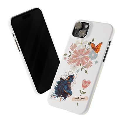 Floral Welcome Slim Phone Case - Vibrant Butterfly Design