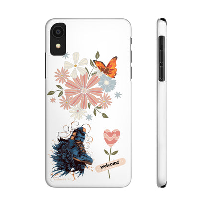 Floral Welcome Slim Phone Case - Vibrant Butterfly Design