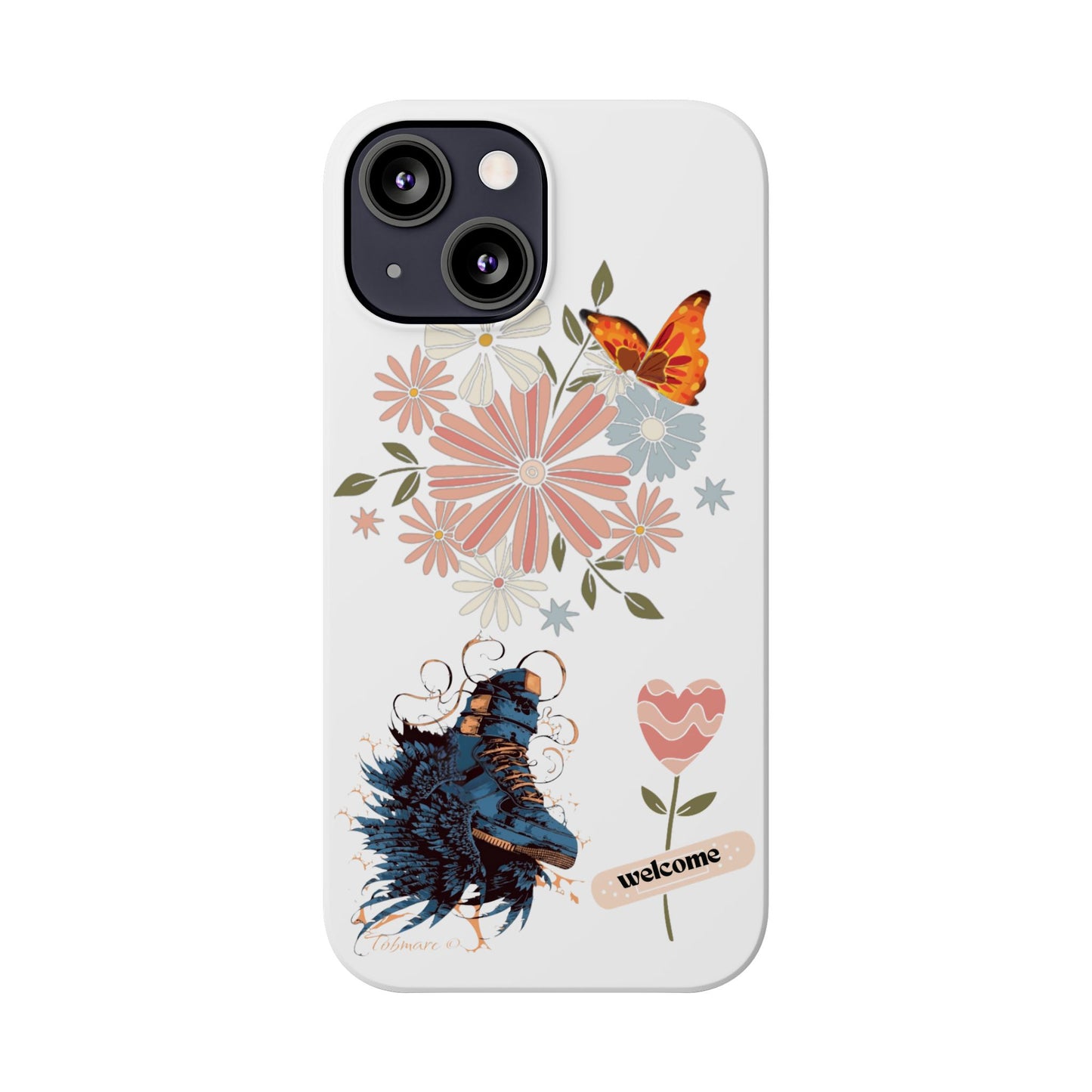 Floral Welcome Slim Phone Case - Vibrant Butterfly Design