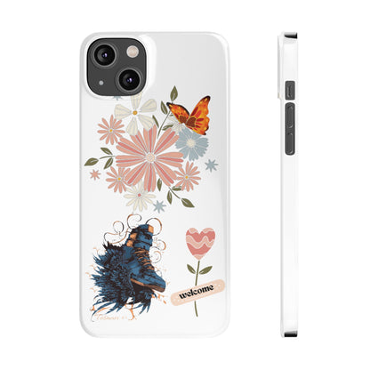 Floral Welcome Slim Phone Case - Vibrant Butterfly Design