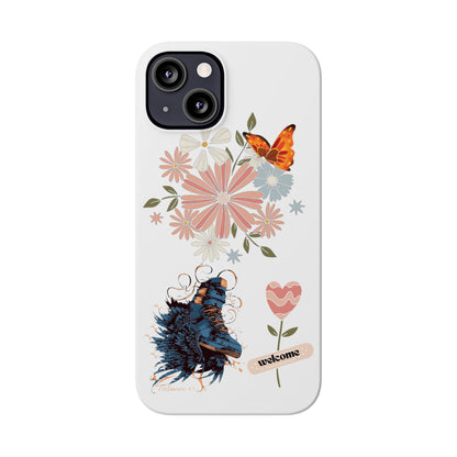 Floral Welcome Slim Phone Case - Vibrant Butterfly Design
