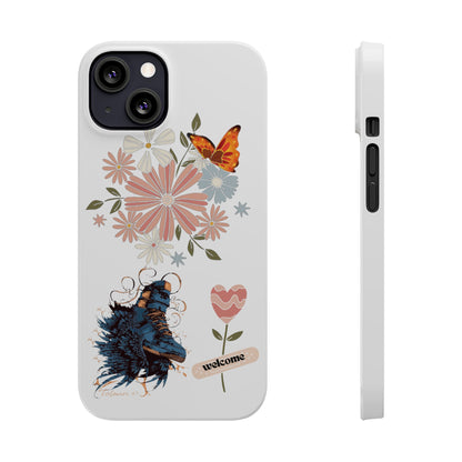 Floral Welcome Slim Phone Case - Vibrant Butterfly Design