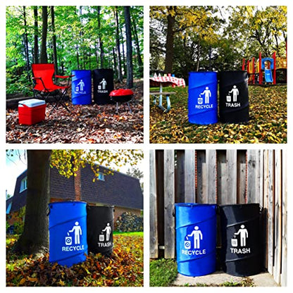 Large Durable Waterproof Combo pop up Recycle and Trash Collapsible Garbage containers, Trash cans with Zipper Cover Great for Outdoor and Indoor use - Camping, Party, Backyard