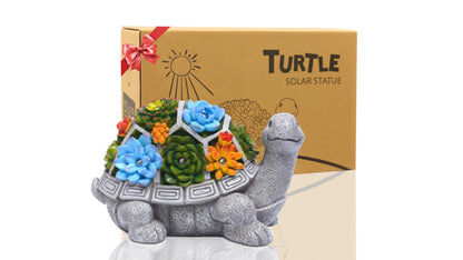 Nacome Solar Garden Outdoor Statues Turtle with Succulent 7 LED Lights - Lawn Decor Patio, Balcony, Yard Ornament - Birthday for Women/Mom/Grandma