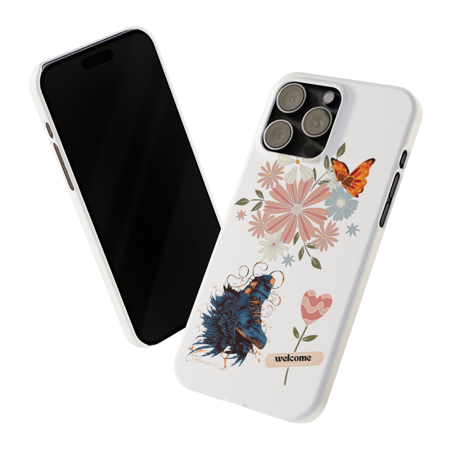 Floral Welcome Slim Phone Case - Vibrant Butterfly Design