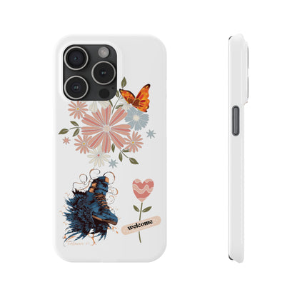 Floral Welcome Slim Phone Case - Vibrant Butterfly Design