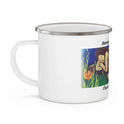 Mama Is On Break Enamel Camping Mug – Funny Mom Mug, Mother's Day Gift, Reading Lover Gift, Ceramic Coffee Mug for Women